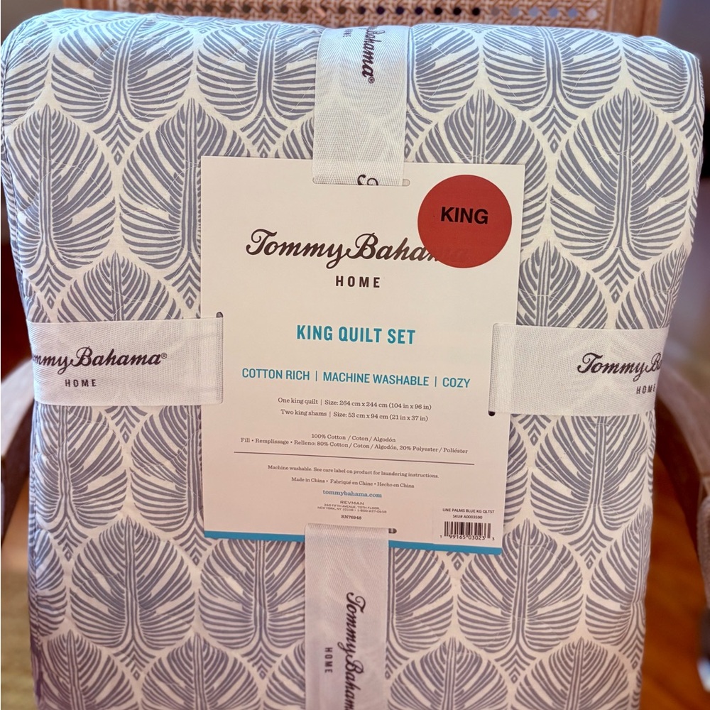 Tommy Bahama 3 piece Quilted King Bedding Set